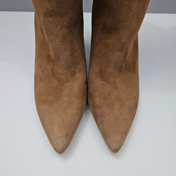 Vince Pilar Knee High Boot Women 9.5 WIDE CALF Amber Brown Suede Block Heel Fall - Picture 5 of 16
